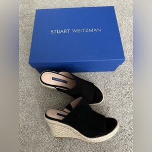 NWT Stuart Weitzman mules, suede leather, jute wedge, size 5